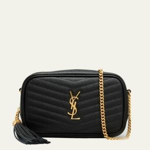 Authentic SAINT LAURENT Lou Mini YSL Grain de Poudre Camera Crossbody Bag